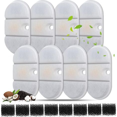16 Filtres de Remplacement pour Fontaine à Eau pour Chat, Compatibles PETLIBRO PLWF002-71oz/2,1L Capsule, Accessoires pour Abreuvoir Chien et Chat avec Éponges (1/5)