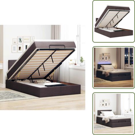 Cadre de lit ottoman avec matelas marron foncé 120x190 cm tissu - Cadre De Lit Ottoman - Cadres De Lit Ottoman - Cadre De Lit - Cadre De Lit Avec Rangement (1/5)