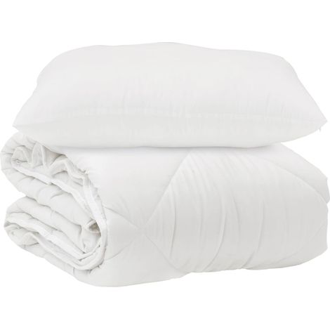 Couette avec oreiller 2 pcs Blanc Microfibre (1/5)