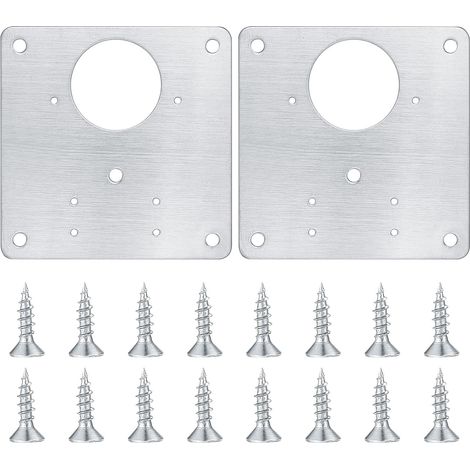 Lot de 2 plaques de réparation de charnière en acier inoxydable avec 16 vis pour armoires de cuisine