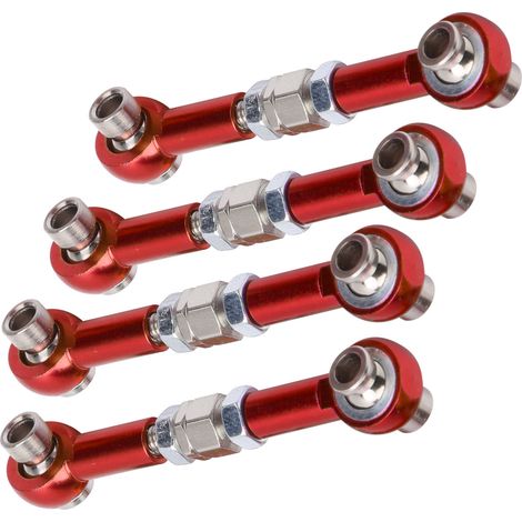 Lot de 4 biellettes de direction en alliage d'aluminium pour voitures RC 1/10 HSP 94122 (pièces rouges). (1/5)