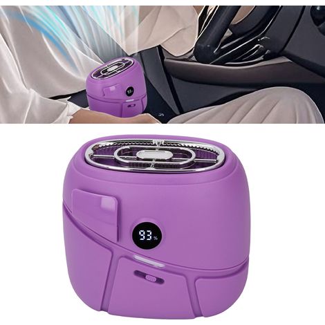 Ventilador portátil con clip para el bolsillo trasero – Pantalla digital LED – 100 velocidades – Difusión de fragancias – Batería de litio de 4000 mAh – 102 x 82 x 89 mm – Morado (1/5)