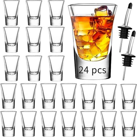 24er Schnapsgläser Set 35ml transparent schwerer Boden Cocktails Wodka Tequila (1/5)