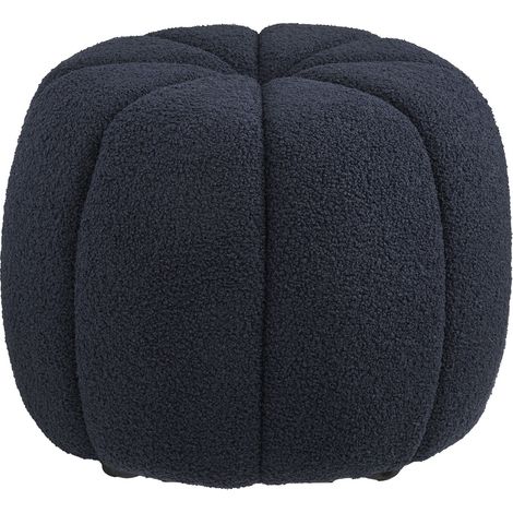 Paisley - Pouf rotondo in teddy blu navy ø48x38 cm