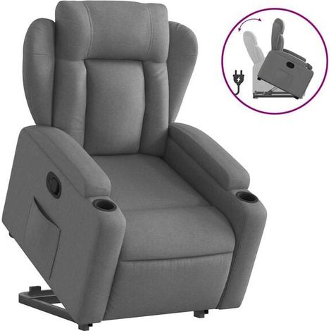 Fauteuil inclinable en tissu gris foncé (1/5)