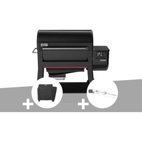 Barbecue à pellets Searwood XL 600 + Housse + Rôtissoire - Weber