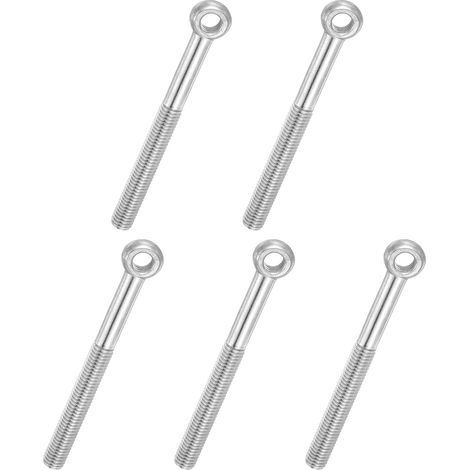 5 Pcs Boulon à Œil M10x90mm Boulon à Œillet de Levage pour Balancement d'Épaule, Vis Poisson en Acier Inoxydable 304, Filetage Métrique à Demi-Denture Trou Coulissant, Argentée (1/5)