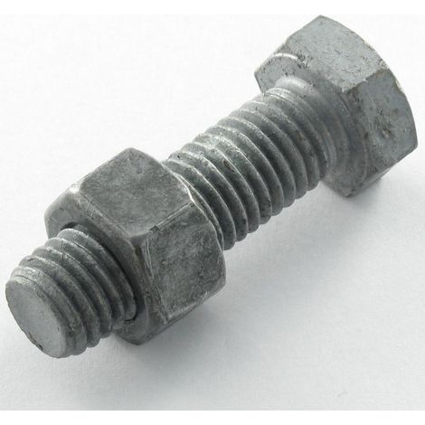 Boulon (vendu avec Ecrou) Tête hexagonale TH M18X50 Classe 8.8 SB Forte tenue à la corrosion Acier galvanisé à (1/2)