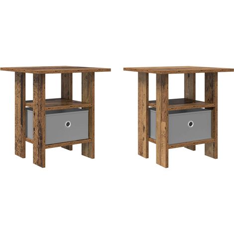 Mesita de Noche con cajón 2 pcs Madera vieja 41 x 40 x 45 cm vidaXL