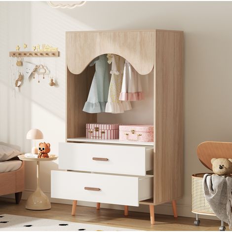 Guardaroba per bambini aperto con asta e 2 cassetti 80 x 46 x 141,5 cm HAVRYA (1/5)