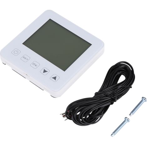 Termostato eléctrico programable de 16 A con pantalla LCD y controlador de temperatura ambiente. (1/5)