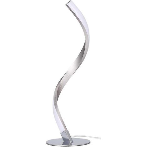 Lampe de chevet LED 7 W en forme d'arc, lampe de table en métal, lumière blanc chaud avec prise, décoration argentée pour salon, chambre, bureau (1/5)