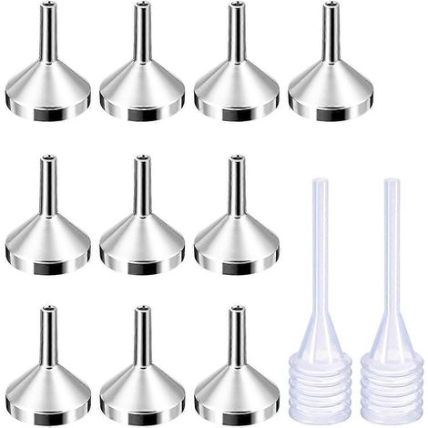 Lot de 10 petits entonnoirs en métal avec 2 mini-pipettes, argent et or (voir photo) (1/5)