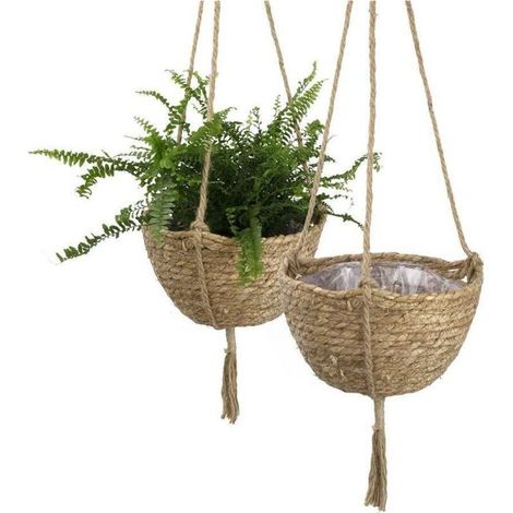 Ensoleille – Pot de fleurs suspendu en cosses de maïs écologiques – Résistant aux intempéries – Design rustique pour intérieur et extérieur – 1 article (1/5)