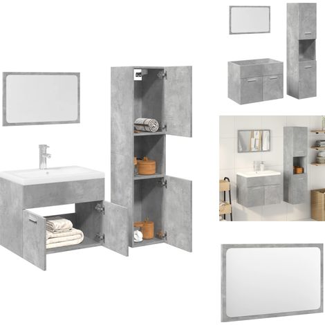 Ensemble de meubles de salle de bain 3 pcs gris béton - Ensemble De Meubles De Salle De Bain - Ensembles De Meubles De Salle De Bain - Armoire De Salle De Bain - Armoire De Rangement De Salle De Bain (1/5)