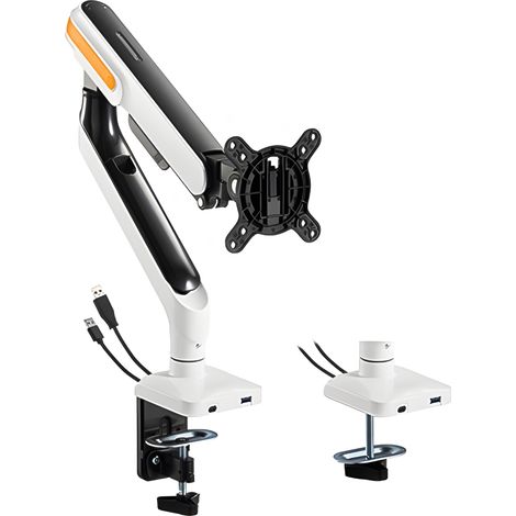 Gefederter Monitorhalter, Schwarz, Zwei USB-Anschlüsse, Federarm, Silber HDWR SolidHand-ES01U (1/5)