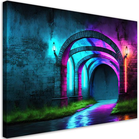 Tableau déco Tunnel néon Abstraction 90x60 (1/5)