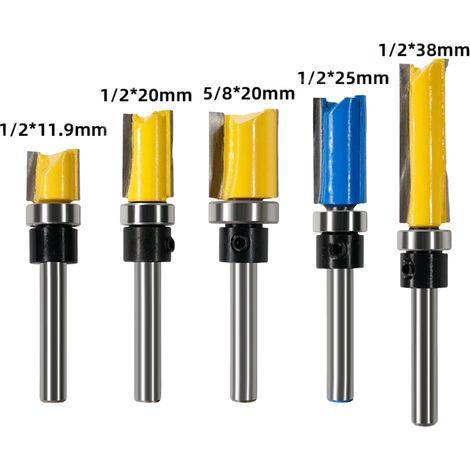 Set mit 5 Doppelnutfräsern mit 6,35 mm Schaft, kugelgelagerte Fräswerkzeuge für die Holzbearbeitung (1/5)