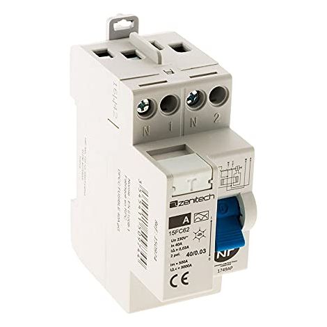 Interruttore differenziale 30mA, amperaggio 40A, tipo A a vite.