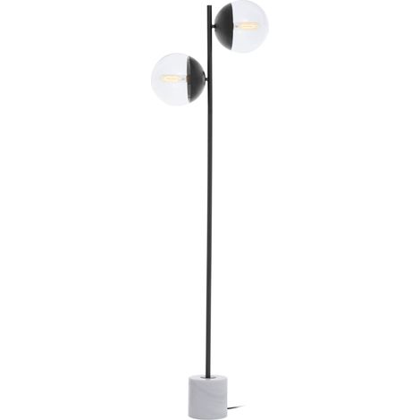 Interiors by Premier Double Glass Globe Two Light Black Floor Lamp, Minimalist Bedroom Lamp, Sleek And Sturdy Tall Lamp On Floor (1/5)