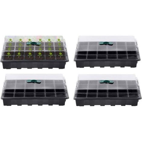Plateaux Semis 4x 24 Cellules, Plastique Vents Réglables, Maison/Jardin/Serre, Germination Contrôlée ENEVAOCT (1/5)