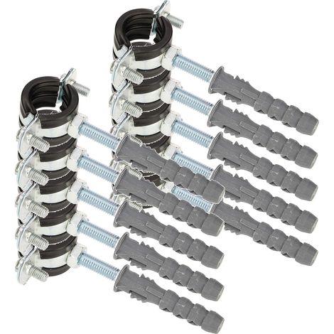 Kotarbau – Lot de 10 colliers de serrage 1/2 '' – Acier galvanisé avec joint en caoutchouc – Montage anti-vibration pour conduits ronds et ventilation
