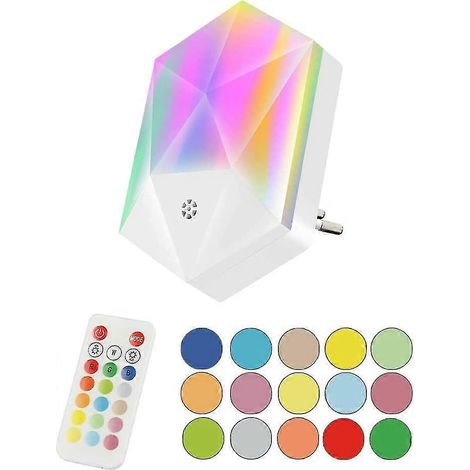 Veilleuse LED, veilleuse LED pour enfants avec prise électrique, veilleuse LED RGB pour enfants, veilleuse à intensité variable, veilleuse secteur avec prise, télécommande. (1/5)