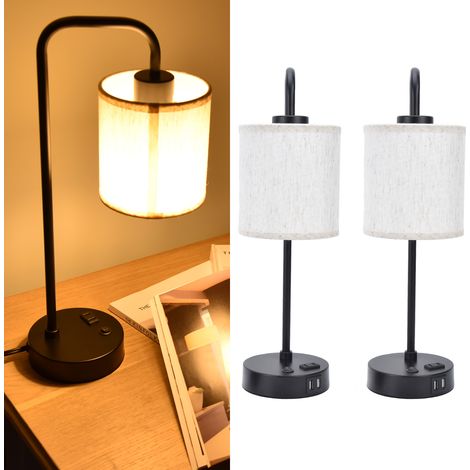 Lampe table design métal – LED – rechargeable USB – noir – chevet / terrasse / restaurant – à poser (1/5)