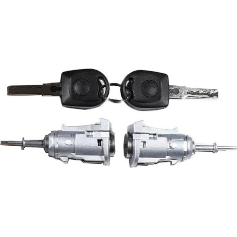 Jeu de cylindres de serrure pour serrures de portière de voiture gauche 1U0837167 droite 1U0837168 Serrure cylindre de porte compatible avec Golf 4 Bora Golf IV Fabia 2 clés seulement (1/5)