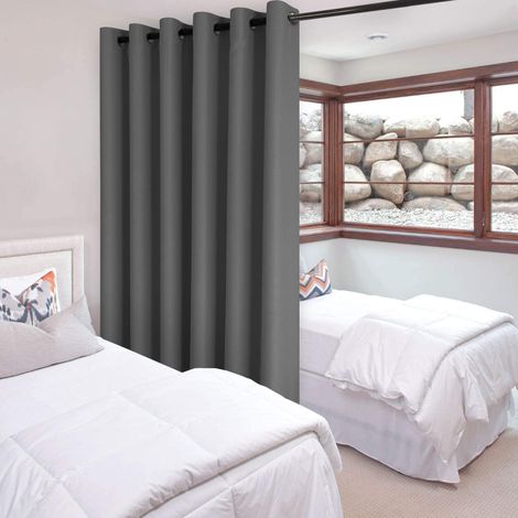 Rideau de séparation de l'intimité Totale, Rideau occultant, Rideaux Thermiques pour Porte de terrasse, Salon, séparateur de Chambre et Bureau partagé, 1 Panneau à œillets, 2,74 m (1/5)