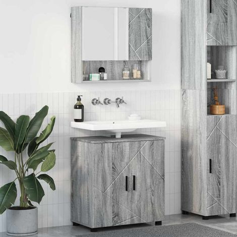 Badezimmermöbel-Set 2 pcs Graues Sonoma Holzwerkstoff & Metall vidaXL (1/5)