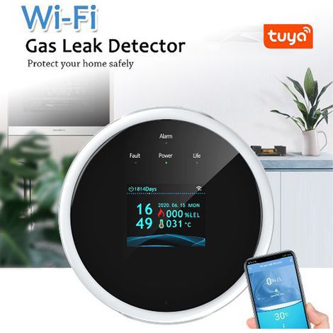 Tuya Wifi maison intelligente alarme de gaz naturel détecteur de gaz alarme de gaz alimenté par USB sans prise ni batterie (1/5)