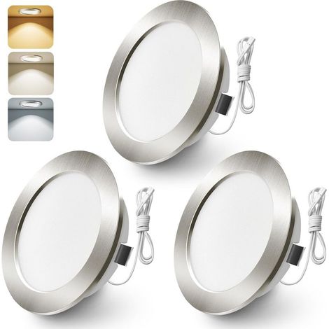 Lot de 3 spots LED encastrables 12V pour meubles cuisine salle de bain caravane et camping-car - Puissance de 4W, équivalent à 40W incandescence - Disponible en 3000K, 4000K, 6000K, Nickel (1/5)
