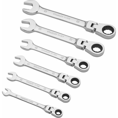 Stanley Juego de 6 llaves mixtas de carraca cromadas (1/2)