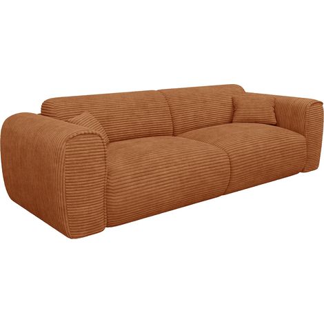 Divano letto 4 posti express in velluto a coste terracotta Letto 160 cm Materasso 13 cm memory foam - POGNIA (1/5)