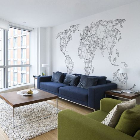 Papier Peint XXL "Map of the World White Solids" 270x550cm (1/2)
