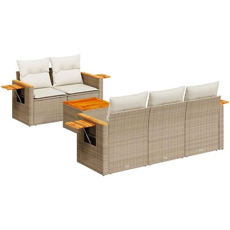 Set Divano da Giardino 6 pz con Cuscini Beige in Polyrattan vidaXL (1/5)