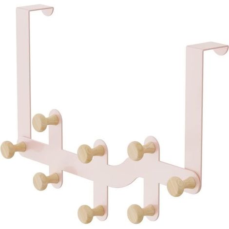Porte Manteau - Patere Porte - Rose - 8 Crochets - Installation sans Percage - Bois Massif (1/4)