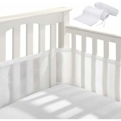Tour de lit 4 côtés Tour de lit lit bébé Cradle Protector Baby Respirant Anti-Collisio pour la Maison protection 2 panneaux angles