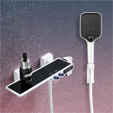 Ensemble de douche mitigeur thermostatique intelli Petit ensemble de douche à affichage numérique domestique, douche simple fendue gris métallisé sans pulvérisation au-dessus de la salle de bain à la (1/5)