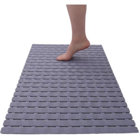 Tapis de douche rectangulaire antidérapant à ventouses, séchage rapide, écoulement par fentes, pliable, 40 x 70 cm, Gris (1/5)