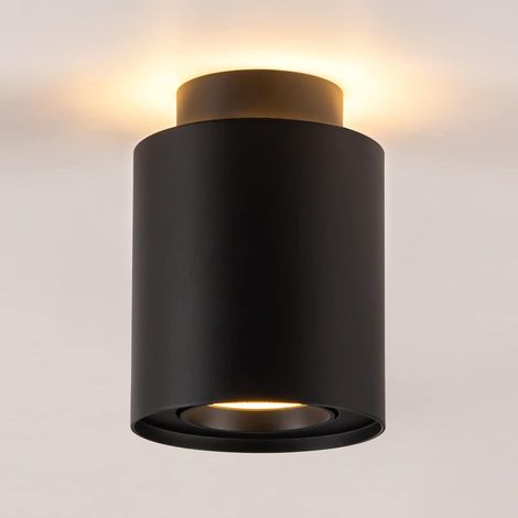 Spot plafond LED 6W+5W, Plafonnier LED Spots Orientable GU10, Rond Spot de Plafond Aluminium Moderne éclairage de plafond 1000LM pour salon cuisine couloir chambre, Blanc Chaud 3000K, Noir (1/5)