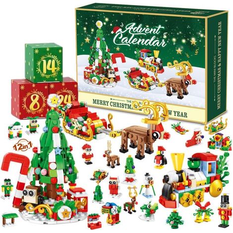 Calendrier de l'Avent 2025 avec blocs de construction - 24 jours de surprises de Noël différentes, jeu de construction festif pour enfants (1/5)