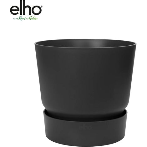 Pot de fleurs rond Greenville pour intérieur et extérieur design moderne noir Ø 30 x H 28 cm - PANGIVO (1/5)