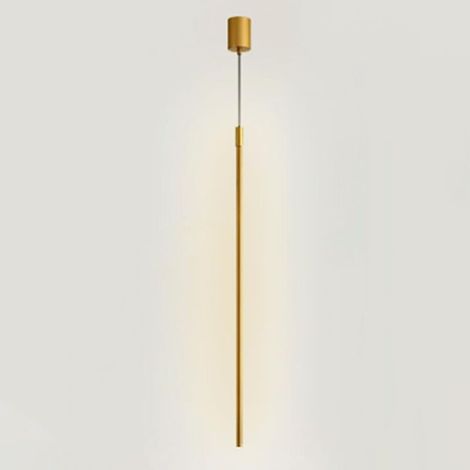 Suspension LED dorée, linéaire, moderne et minimaliste - Convient aux chambres, salons, couloirs, etc. - Lumière à trois couleurs réglables (1/5)