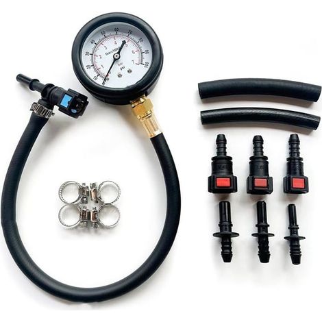 Kit de test de pression de carburant, en métal noir, mesure de 0 à 7 bars, adaptateur voiture/moto, diagnostic moteur (1/5)