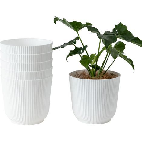 Lot de 1 pots de fleurs mats, en plastique décoratif, pour plantes, Blanc, 18cm16.5cm (1/5)