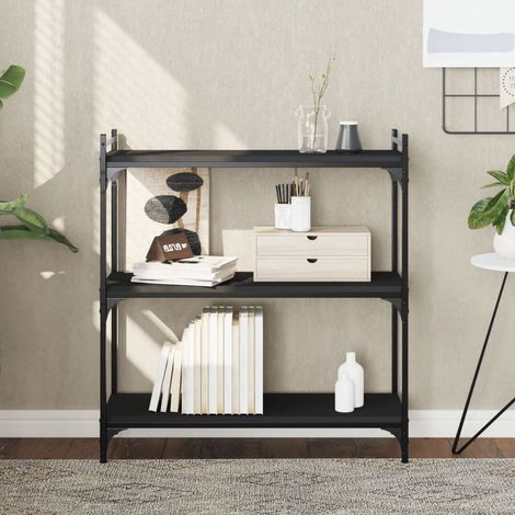 Bücherregal 3 Böden Schwarz 80x30x86 cm Holzwerkstoff (1/5)