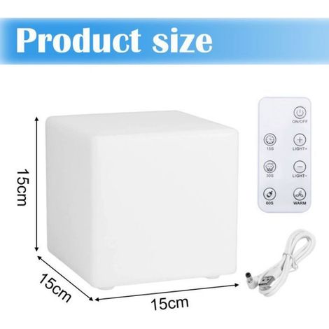 Lampadaire cube/carré orientable, lampe de chevet créative, éclairage d'ambiance rechargeable intégré au canapé, 151515cm - Recharg (1/5)