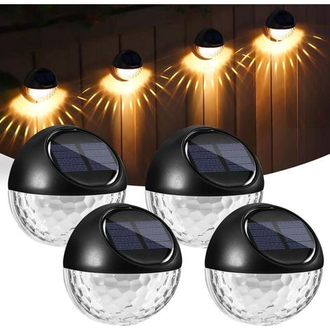 Murales Extérieures Solaires,4Pack Lampe Solaire Exterieur Jardin,Blanc Chaud Applique Murale Led Extérieure,IP65 Étanche Jardin Clôture Cour Véranda (1/5)